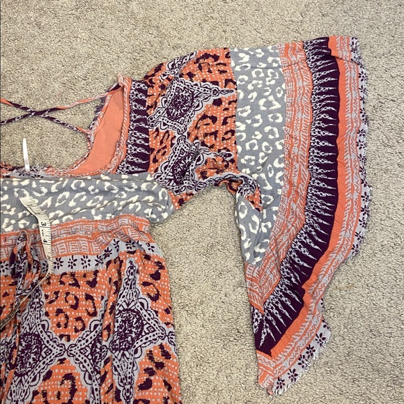 Free People Bohemian flare sleeve Multicolor Women's dress S - Picture 7 of 7